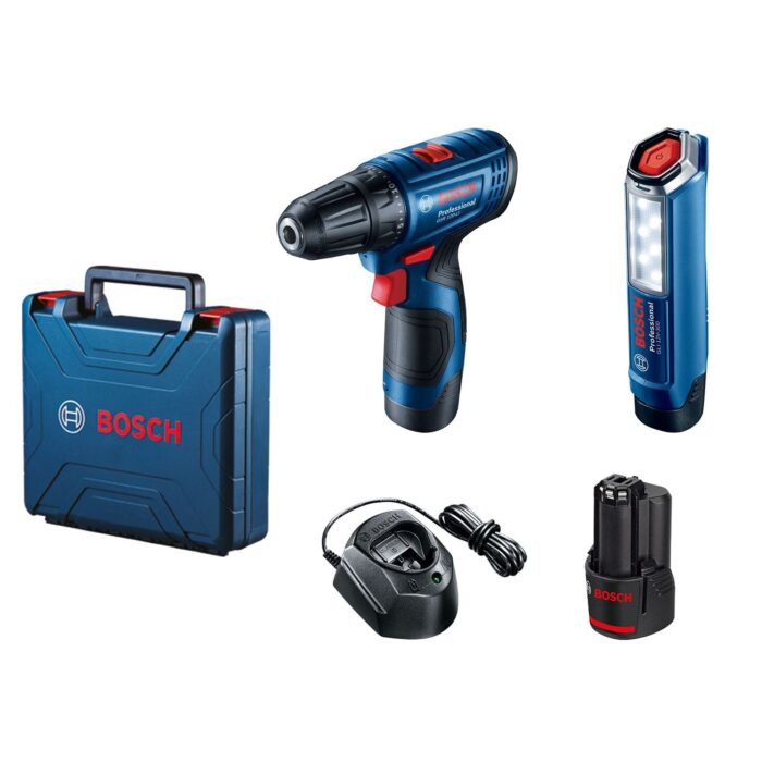 Akumulatorska bušilica - odvrtač Bosch GSR 120-Li + lampa GLI 12V-300; 2x2,0Ah u koferu (06019G8004) - Slika 1