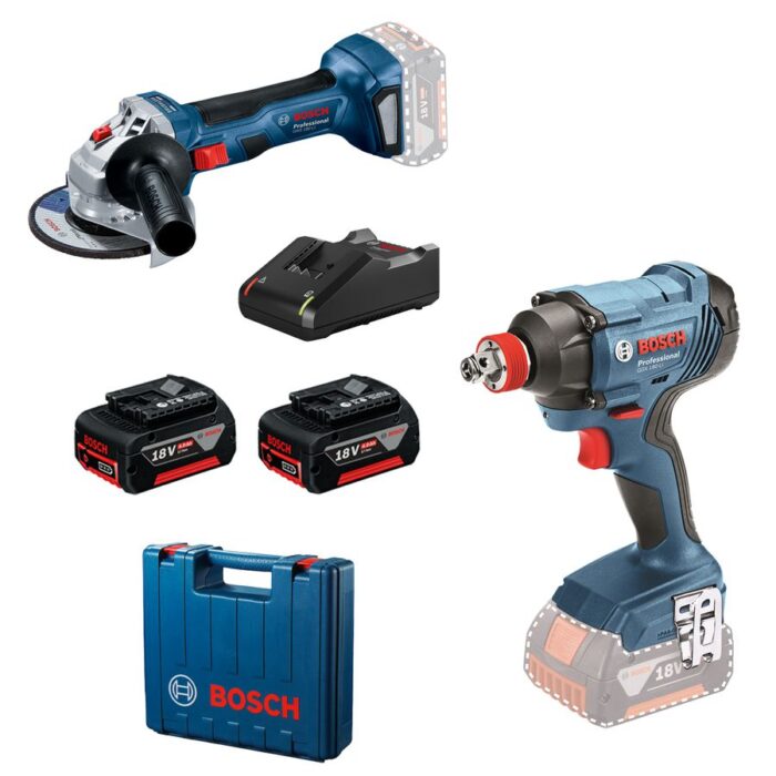 Set akumulatorskog alata Bosch GDX 180-LI + GWS 180 Li 18V; 2 x GBA 4.0Ah + GAL 18V-40 u koferu (0615990N1U) - Slika 1