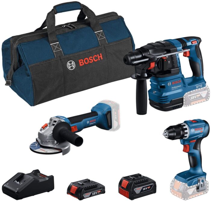 Akumulatorski set Bosch GSR 18V-45 + Bosch GWS 18V-8 + Bosch GBH 18V-22; 18V; 1x4,0 Ah + 1x2,0Ah (0615A50061) - Slika 1