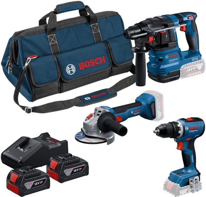 akumulatorski-set-bosch-gsr-18v-65-gbh-18v-22-gws-18v-8-2-x-gba-18v-4-0ah-torba-0615a50094 Akumulatorski set Bosch GSR 18V-65 + GBH 18V-22 + GWS 18V-8 + 2 x GBA 18V 4,0Ah + torba (0615A50094) - Slika 1